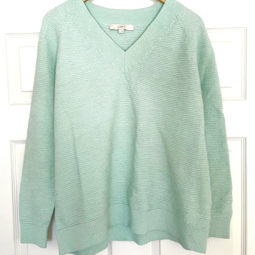 LOFT Pale Green V-Neck Sweater